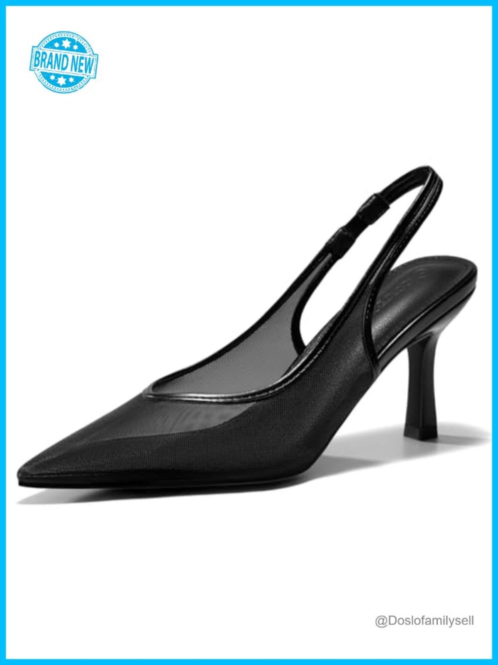 Womens Mesh Slingback Kitten Heel Pointed Toe Pumps Dress Shoes